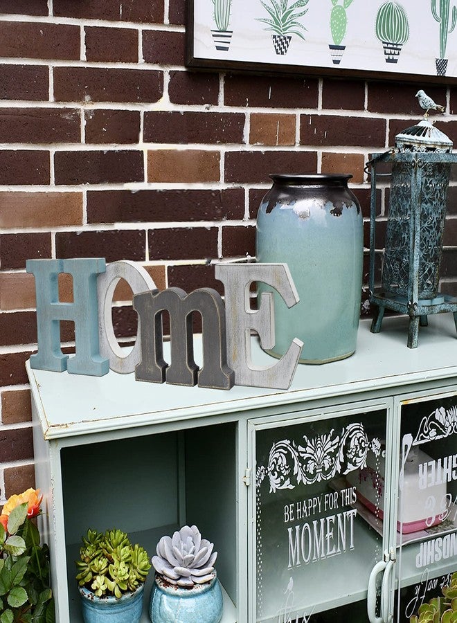Linfevisi Wooden Home Sign Aqua Hanging Block Letters Sign Rustic Freestanding Wood Word Decor Decorative Home Table Sign Cutout Word Art Wall Decor (Home) - Image 2